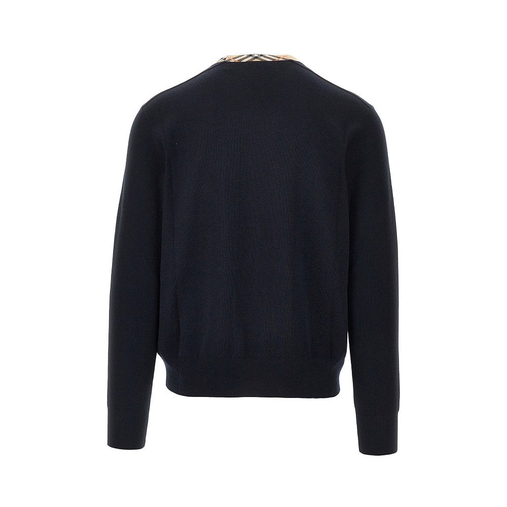 Pullover in lana con girocollo Check