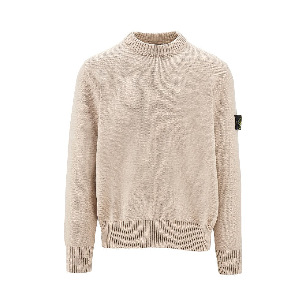 Stretch cotton crewneck sweater