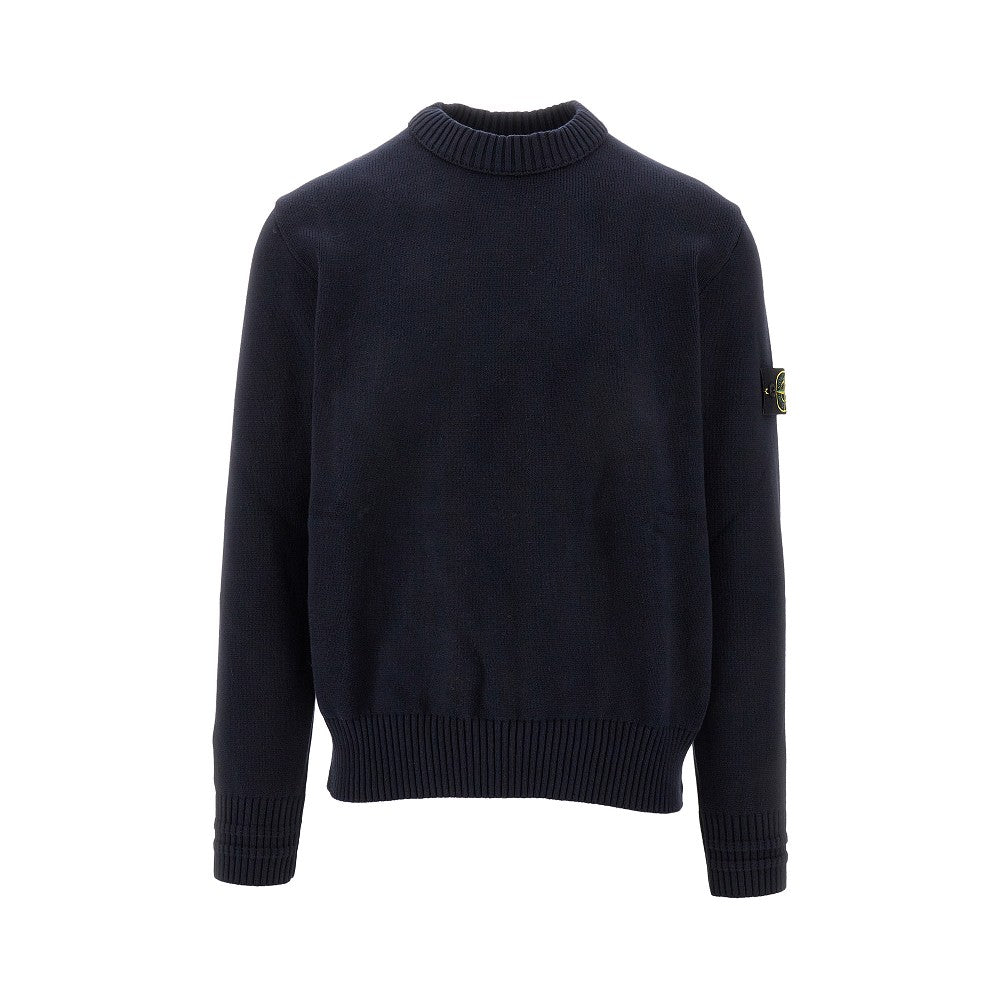 Stretch cotton crewneck sweater