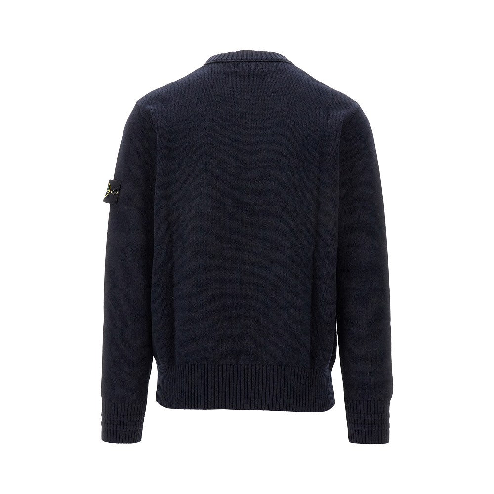 Stretch cotton crewneck sweater