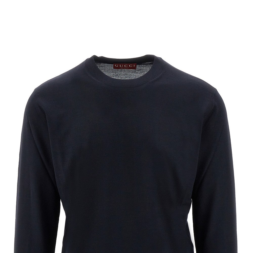Wool crewneck sweater with Web motif