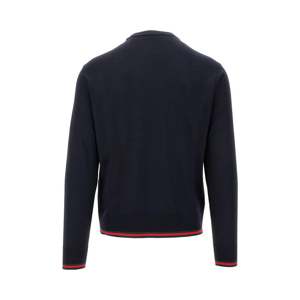 Wool crewneck sweater with Web motif