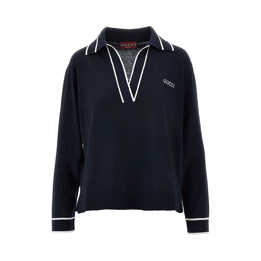 Polo in maglia con intarsio logo