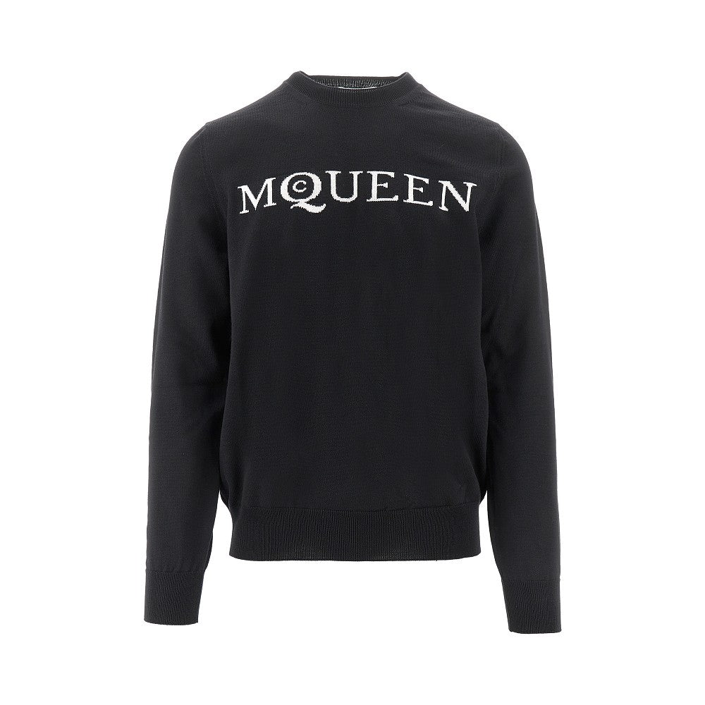 Pullover in lana con intarsio logo