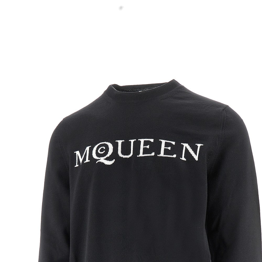 Pullover in lana con intarsio logo