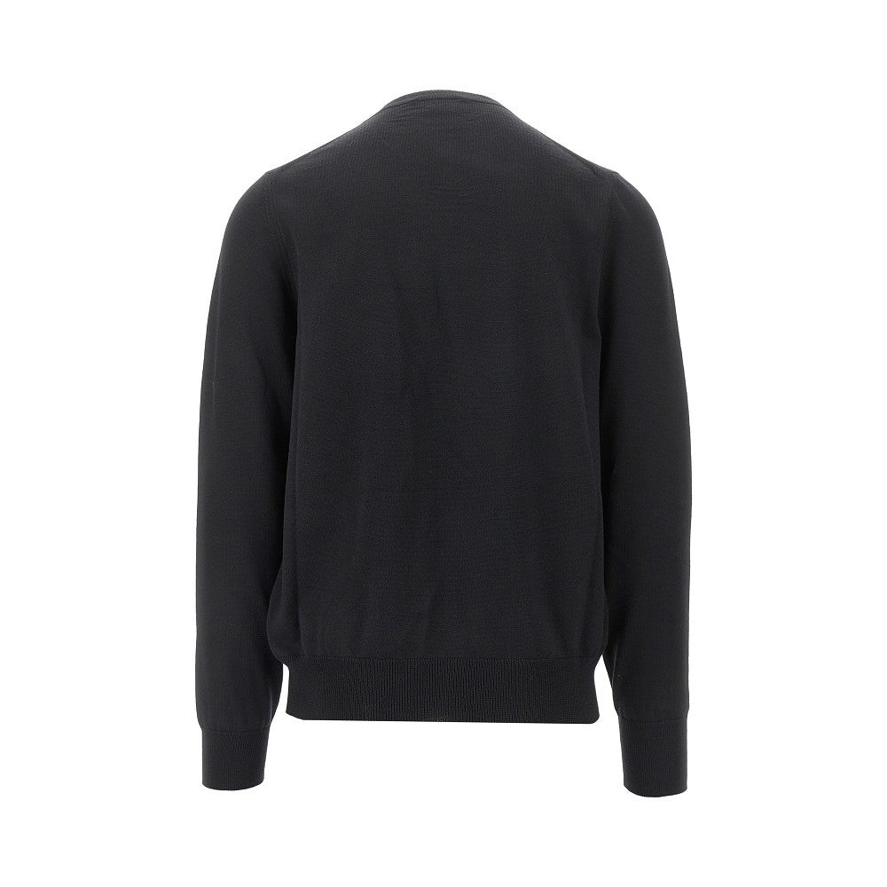 Pullover in lana con intarsio logo