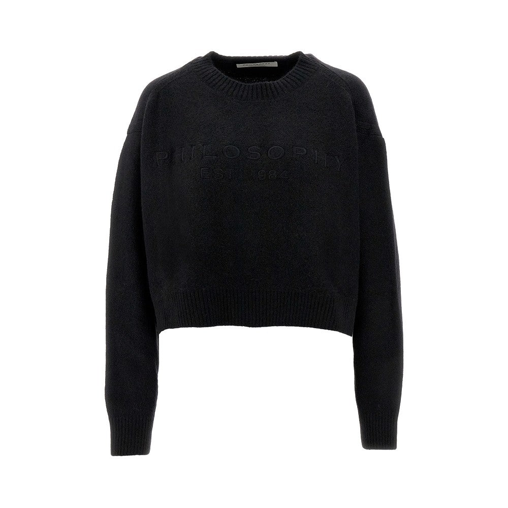 Pullover corto con logo ricamato