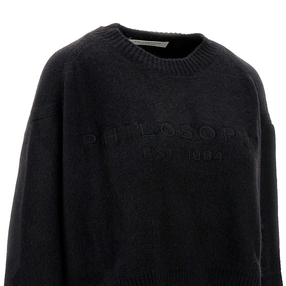 Pullover corto con logo ricamato