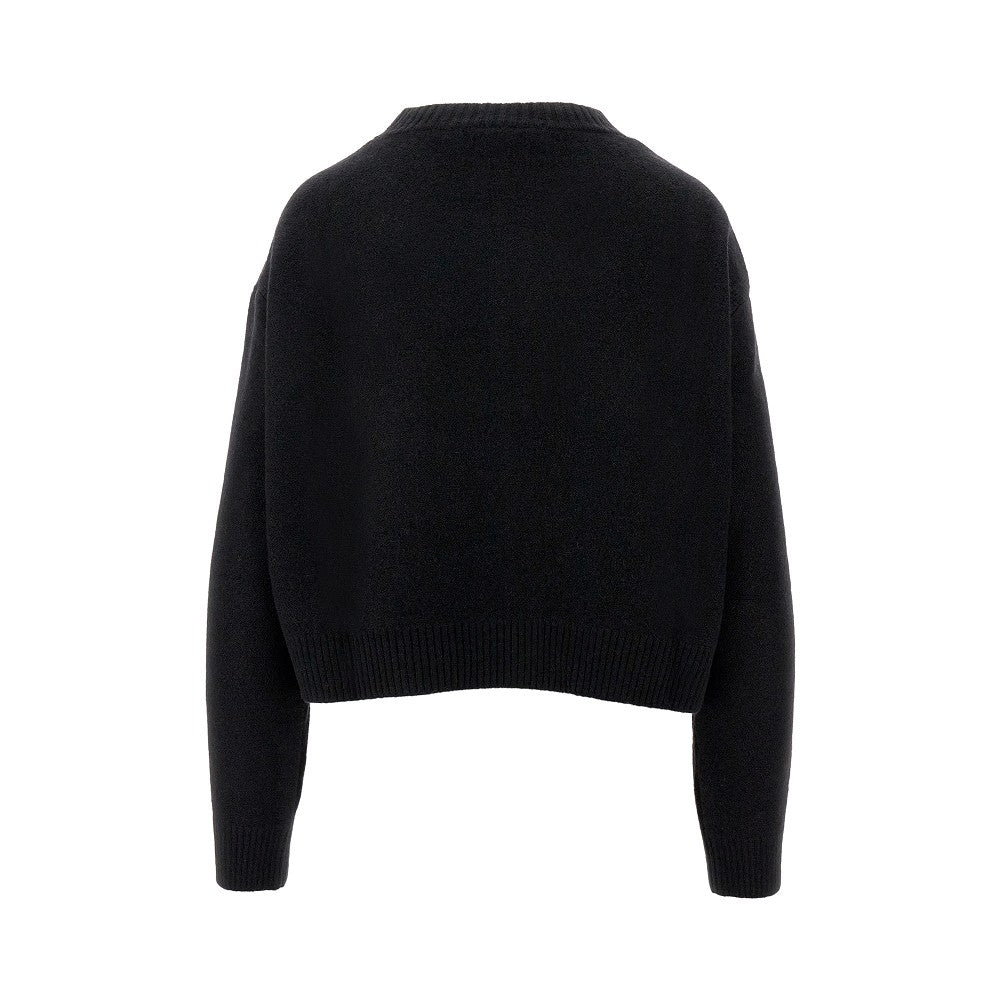 Pullover corto con logo ricamato