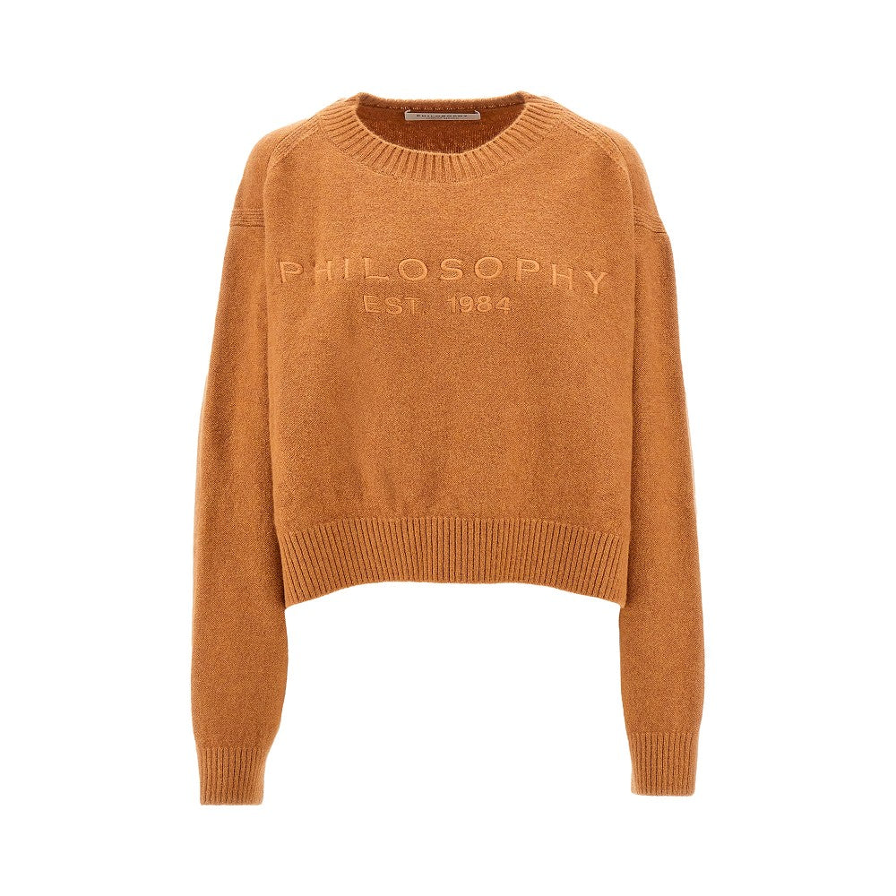 Pullover corto con logo ricamato