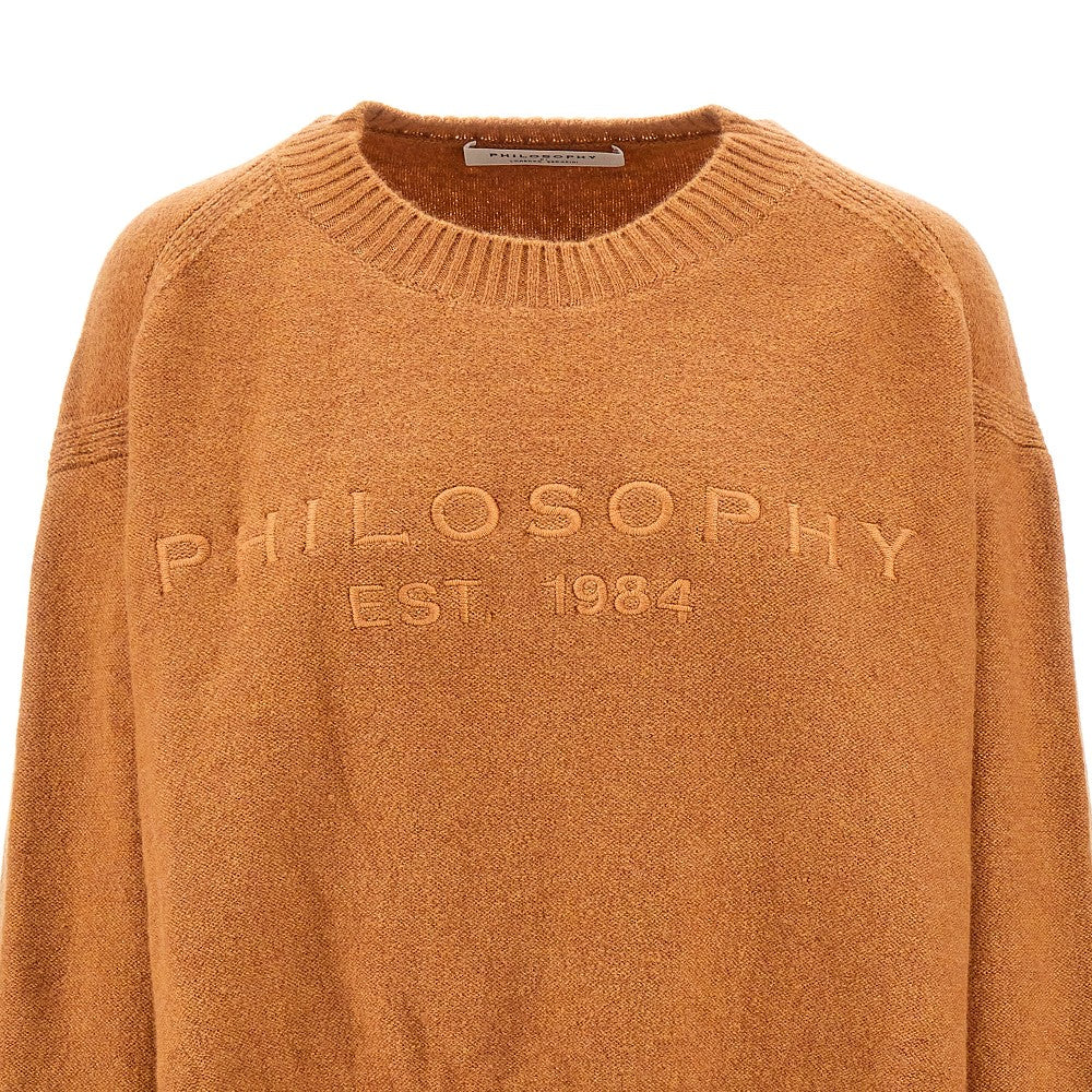 Pullover corto con logo ricamato