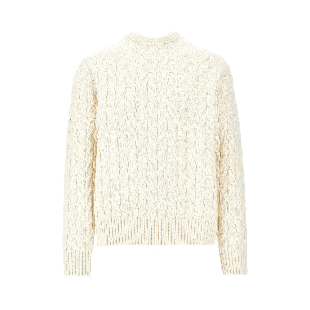 Cable knit sweater with logo print
