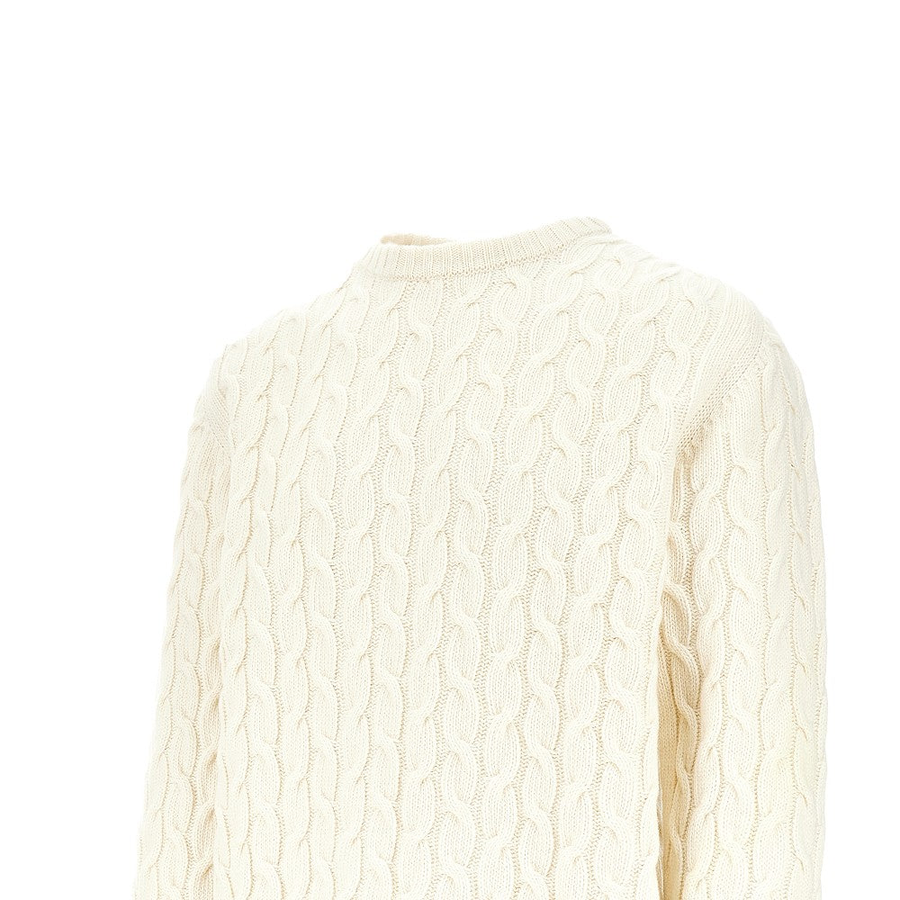 Cable knit sweater with logo print