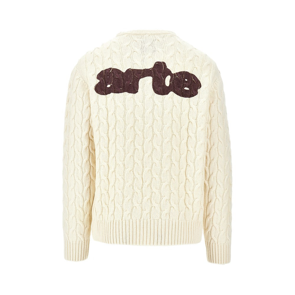 Cable knit sweater with logo print