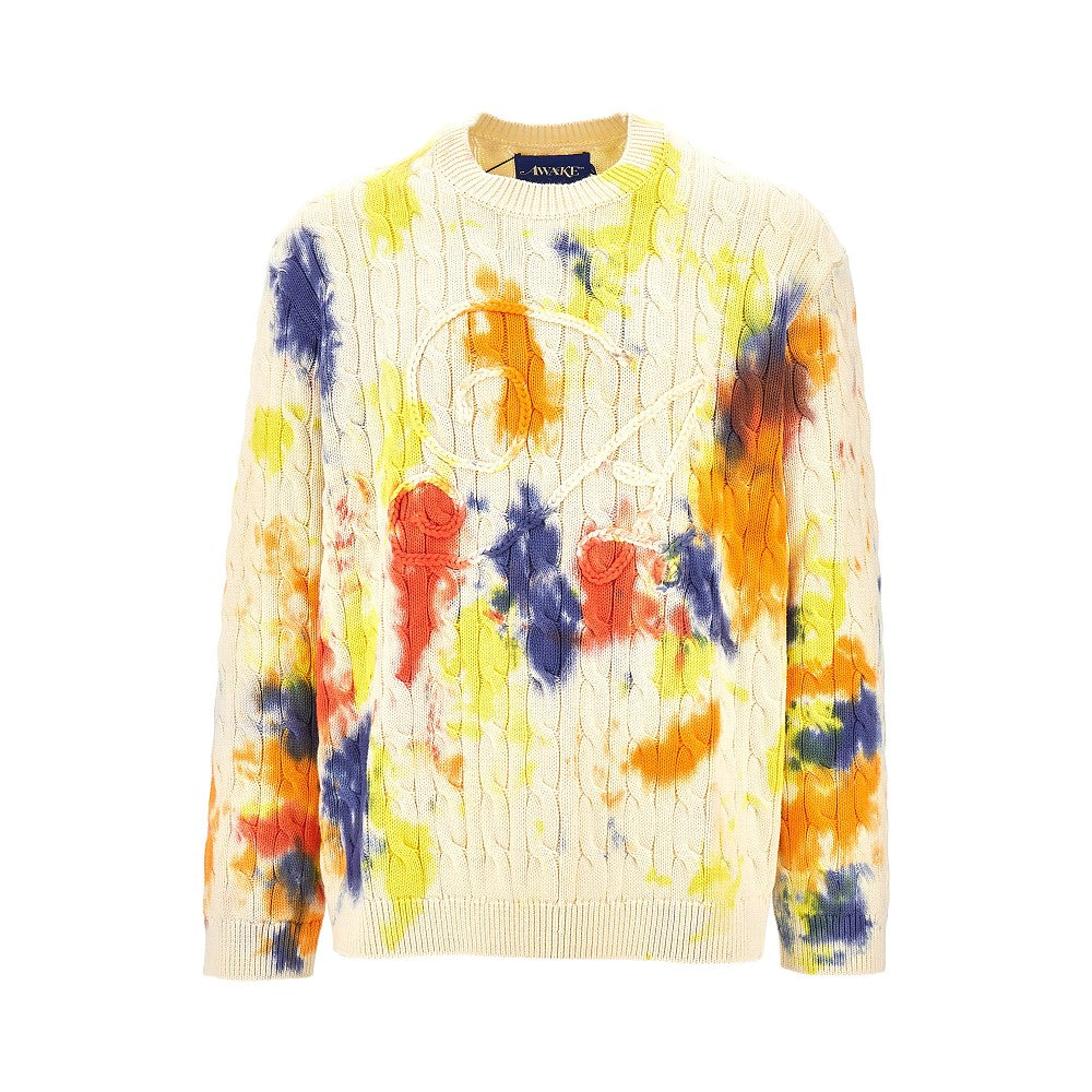 Applique 'A' cable knit sweater