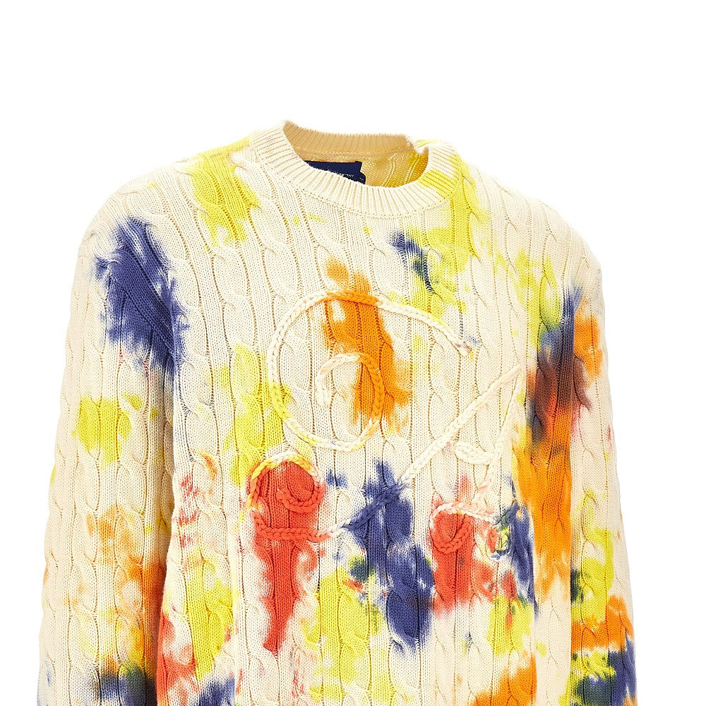 Applique 'A' cable knit sweater