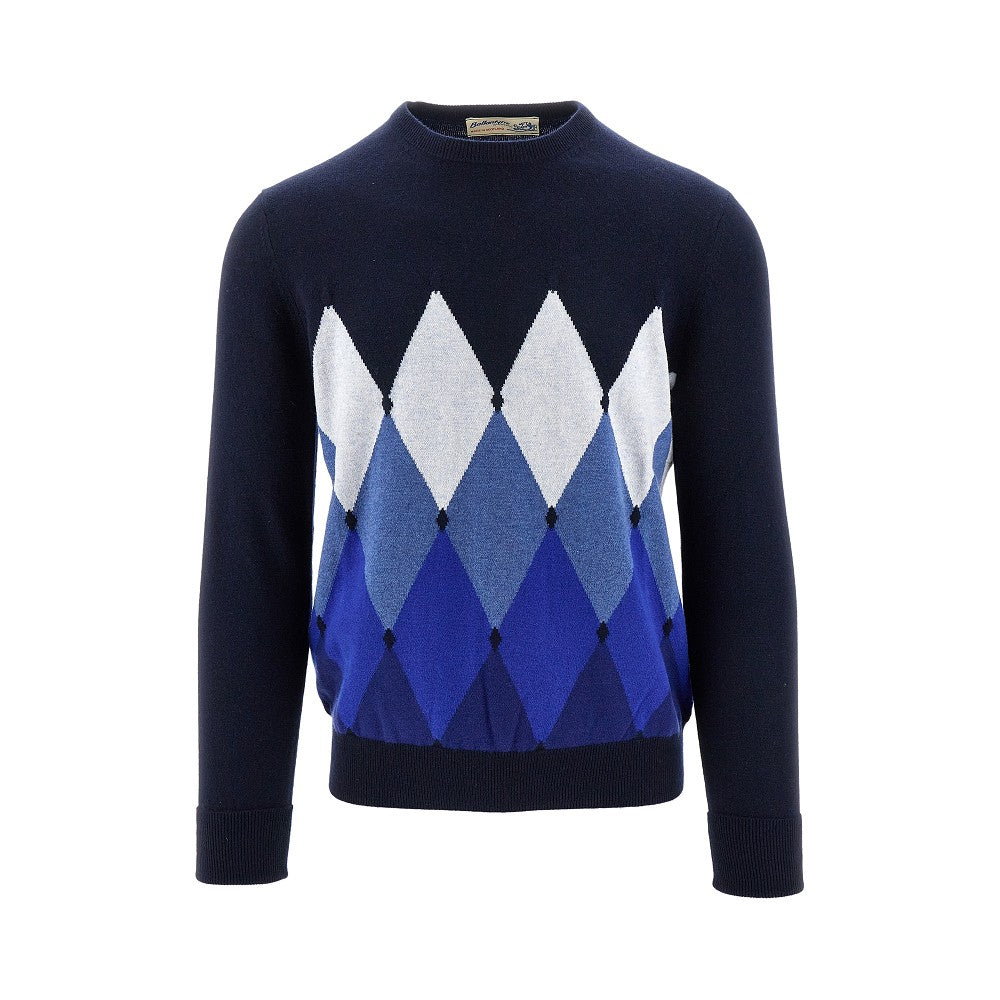 Pullover girocollo in cachemire a rombi