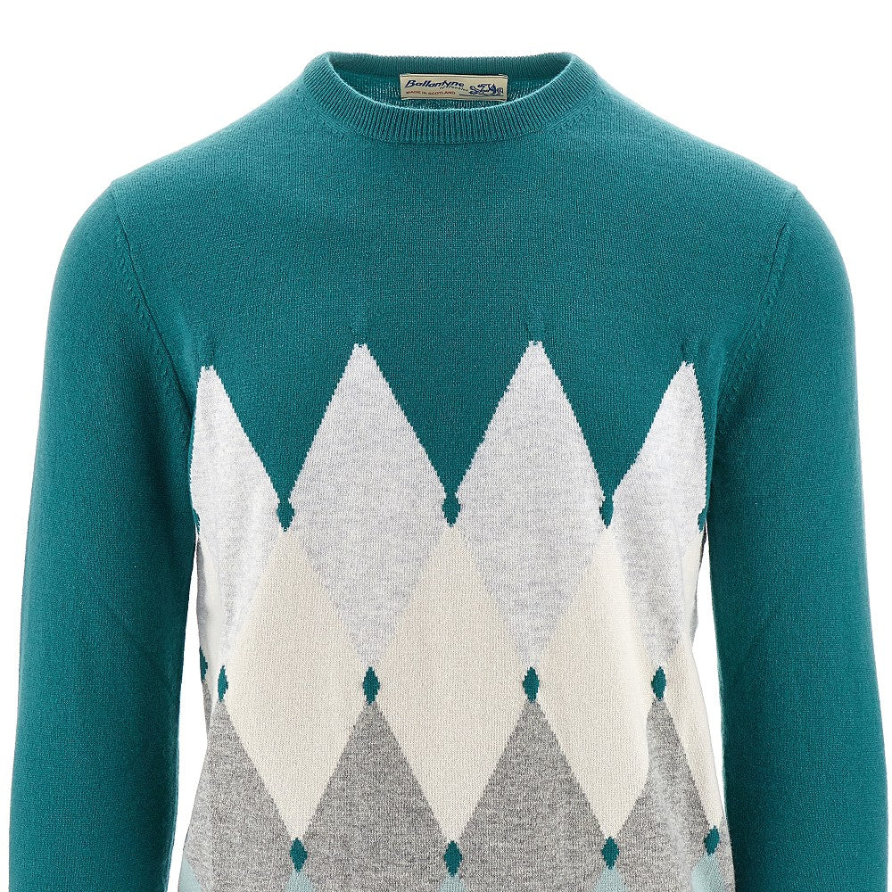 Pullover girocollo in cachemire a rombi