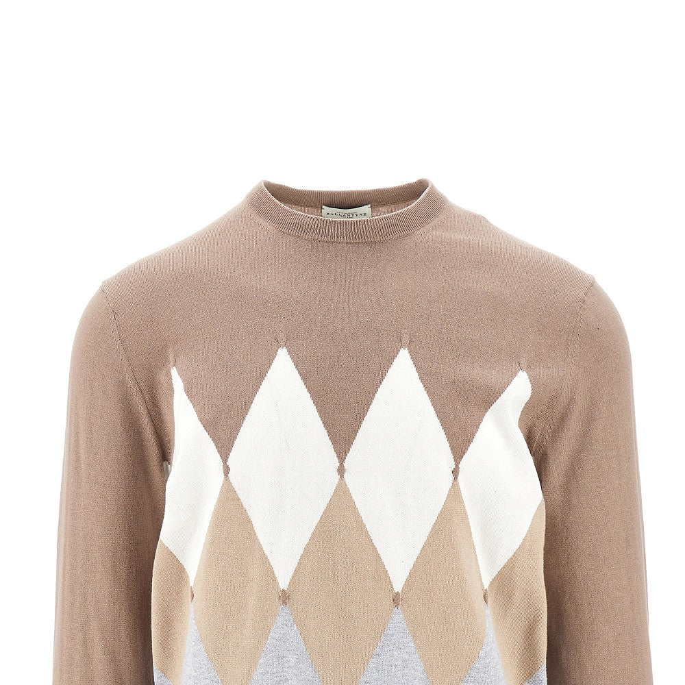 Pullover in cotone e cachemire a rombi