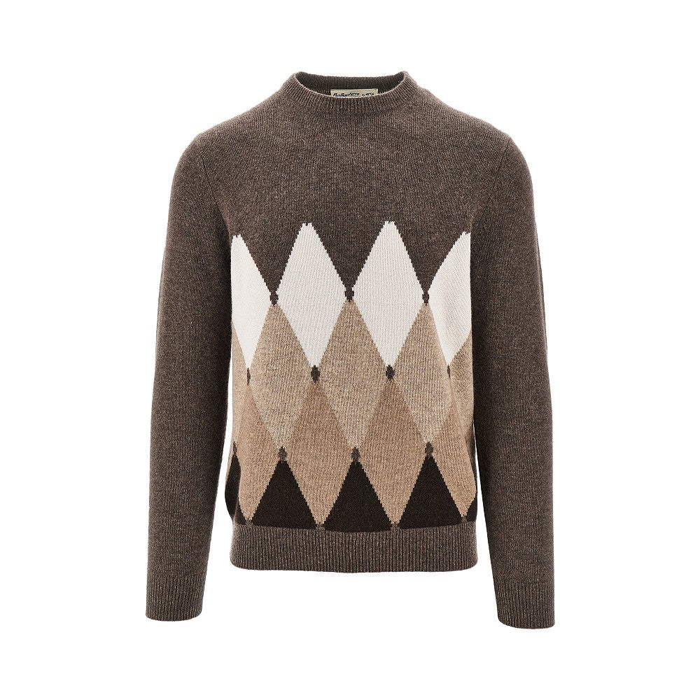Pullover girocollo in cachemire a rombi