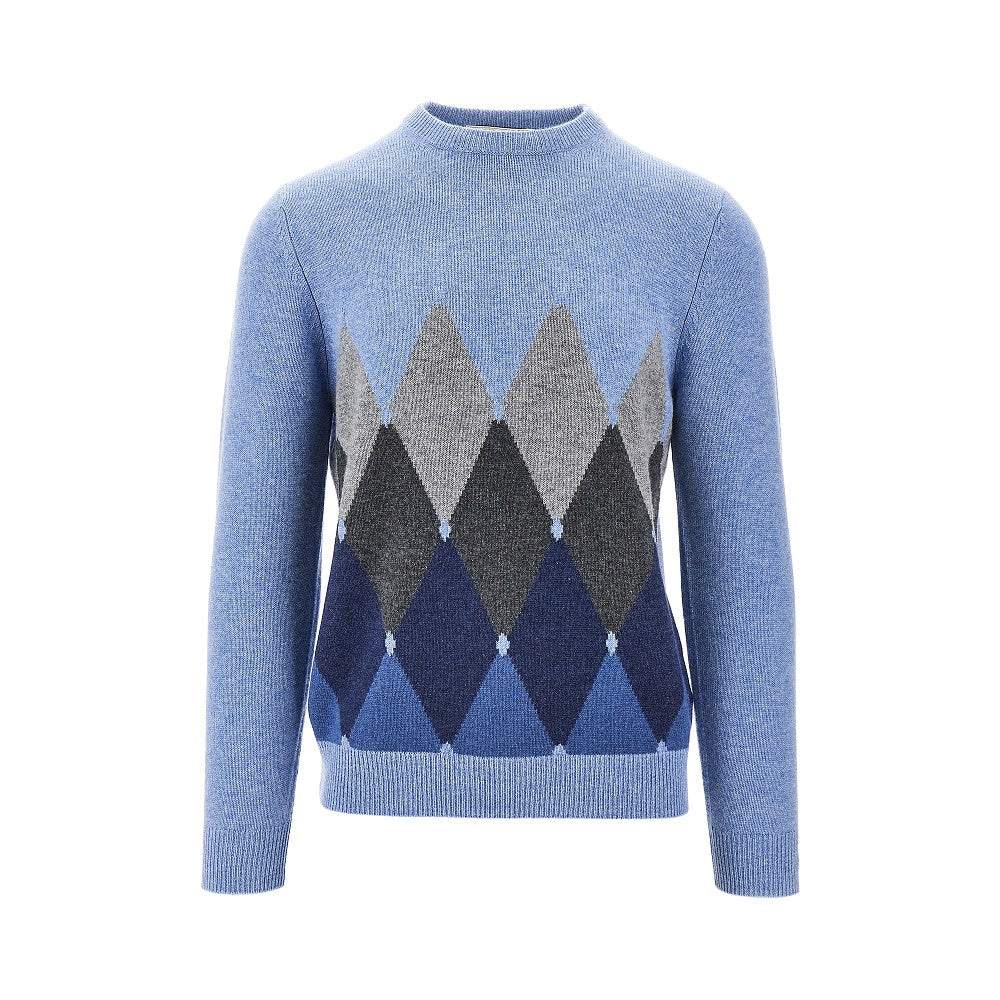 Pullover girocollo in cachemire a rombi
