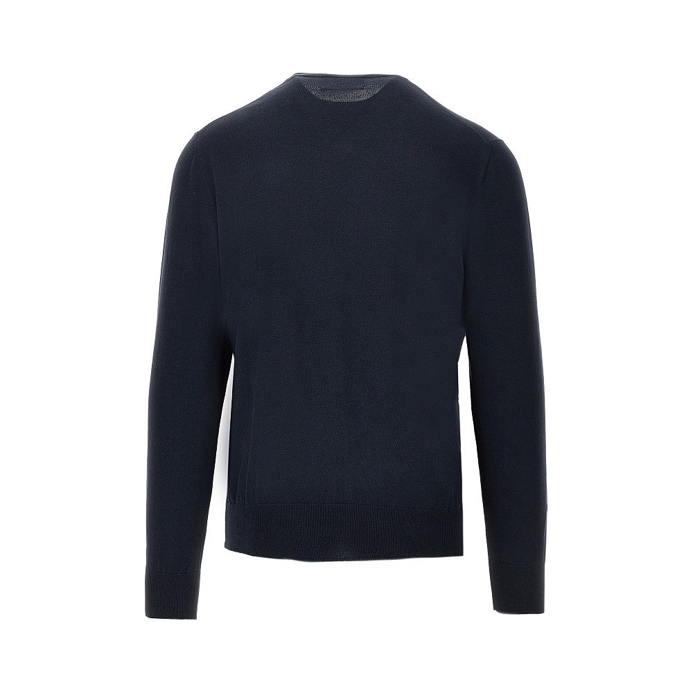 Pullover in seta e cotone con scollo a V