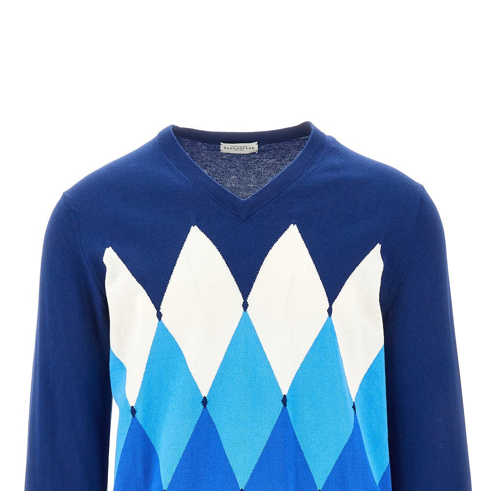 Lozenge cotton and cashmere sweater