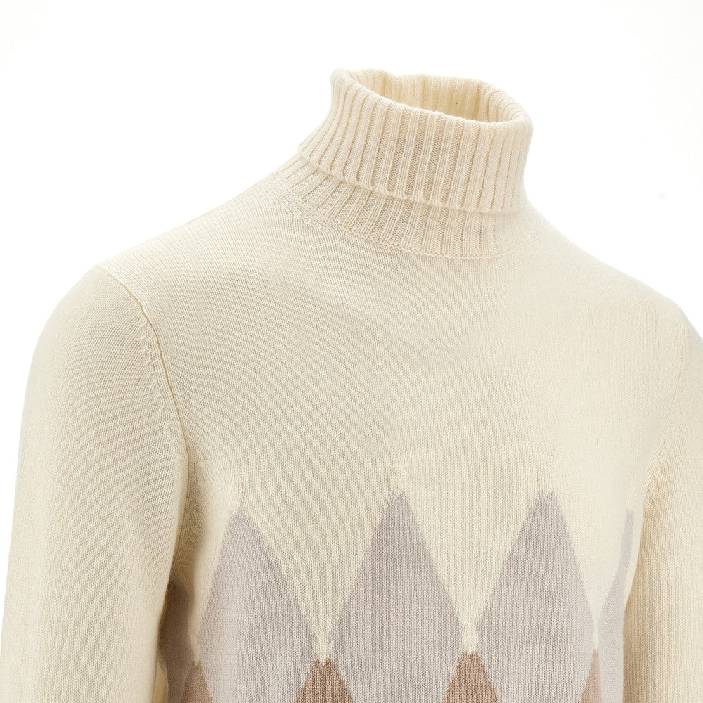 Diamond-shaped cashmere turtleneck sweater