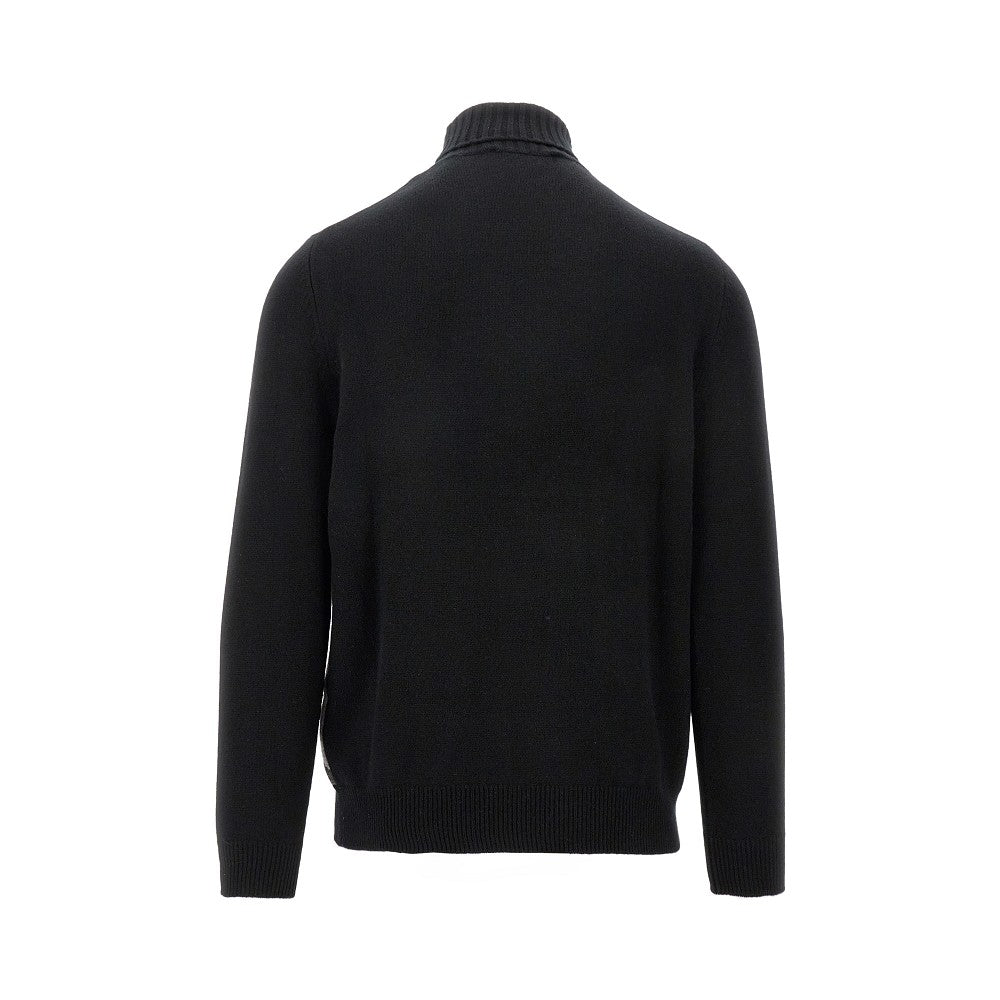 Pullover a collo alto in cachemire a rombi