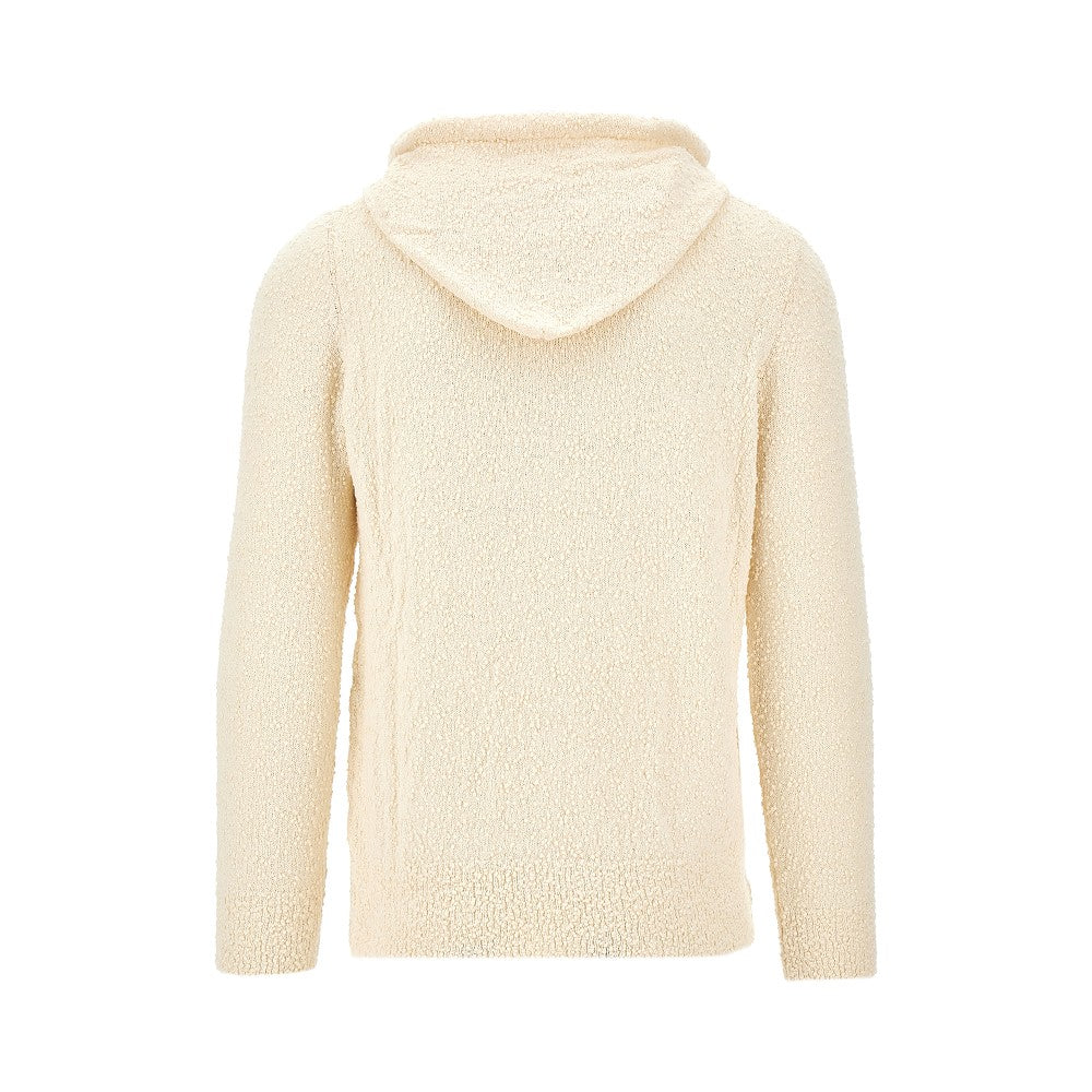 Bouclé knit hooded sweater