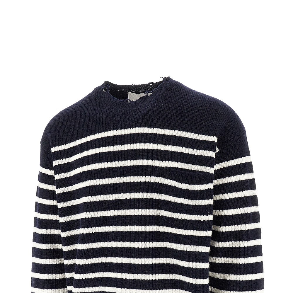 Pullover distressed in lana a righe