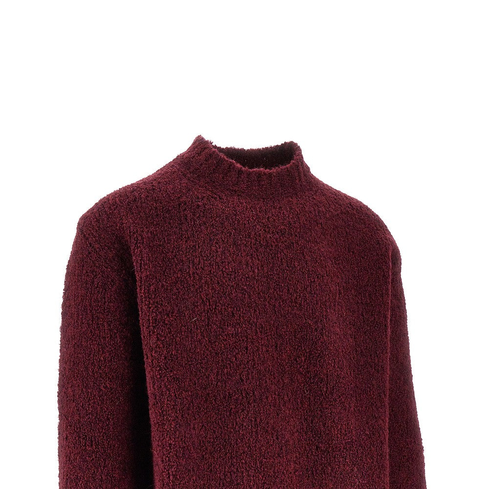 Pullover girocollo in misto alpaca bouclé