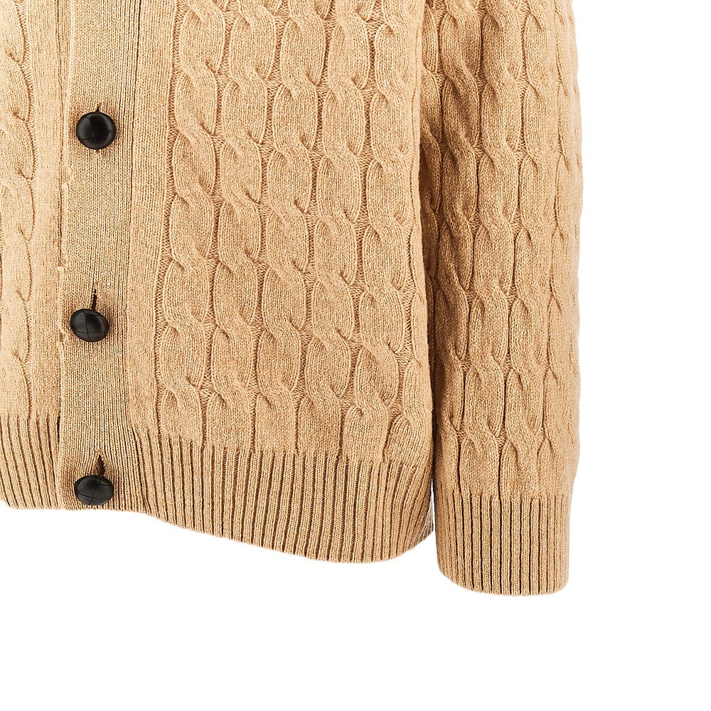Cardigan a trecce con effetto distressed