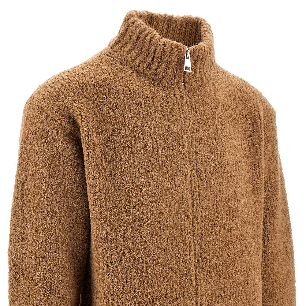 Alpaca-blend full-zip cardigan