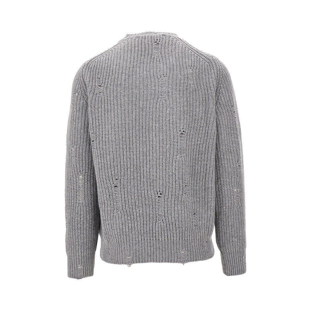Pullover in misto lana con effetto sdrucito