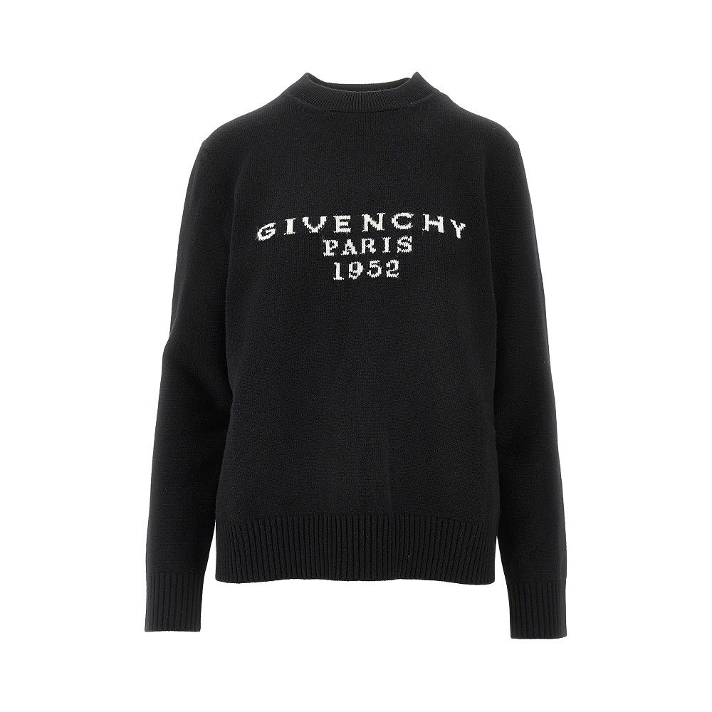 Wool and cashmere sweater with logo inlay