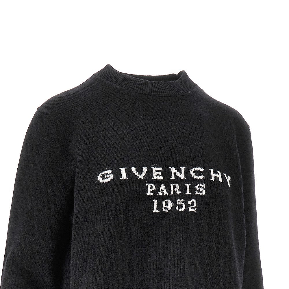 Wool and cashmere sweater with logo inlay
