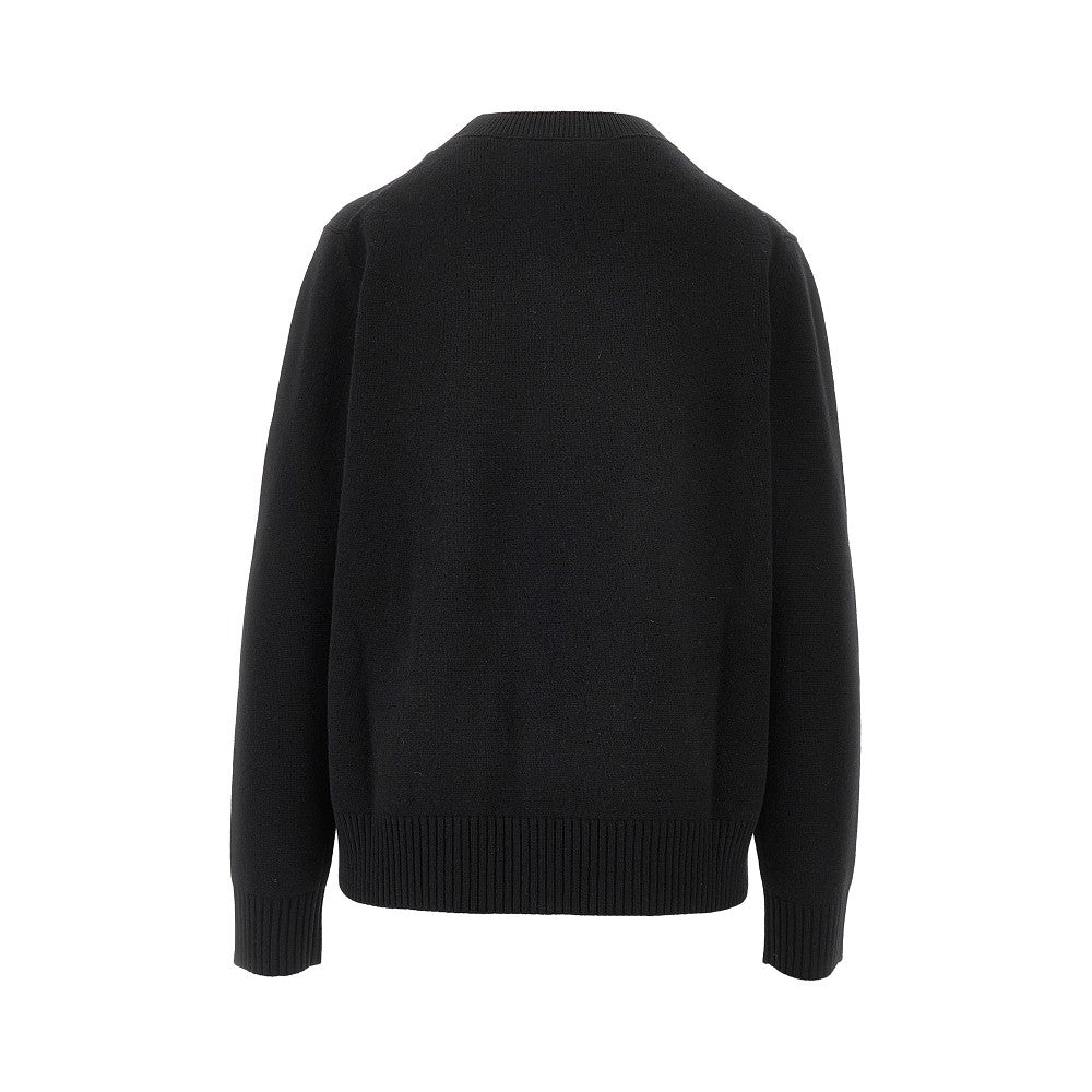 Wool and cashmere sweater with logo inlay