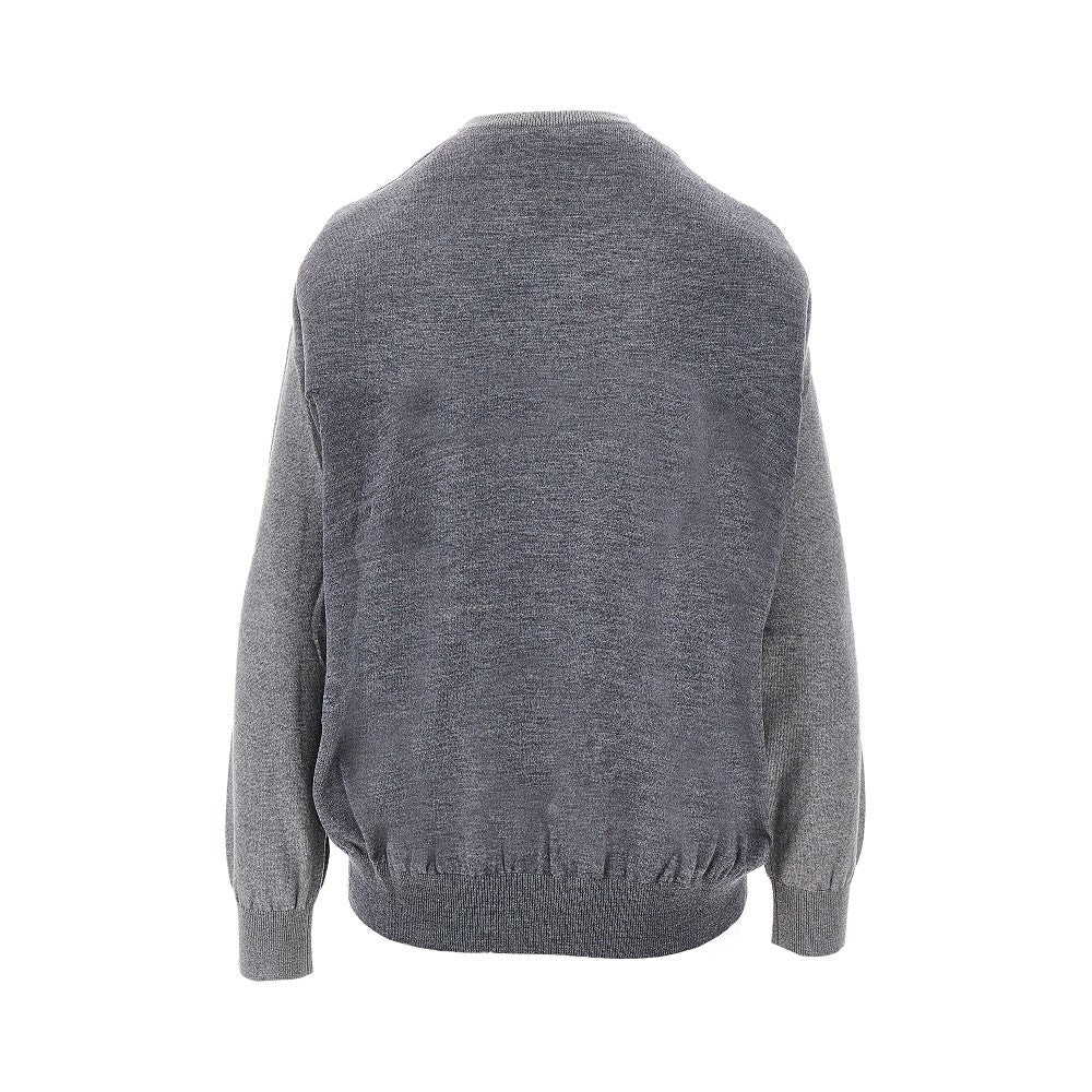 Pullover in lana con retro strutturato