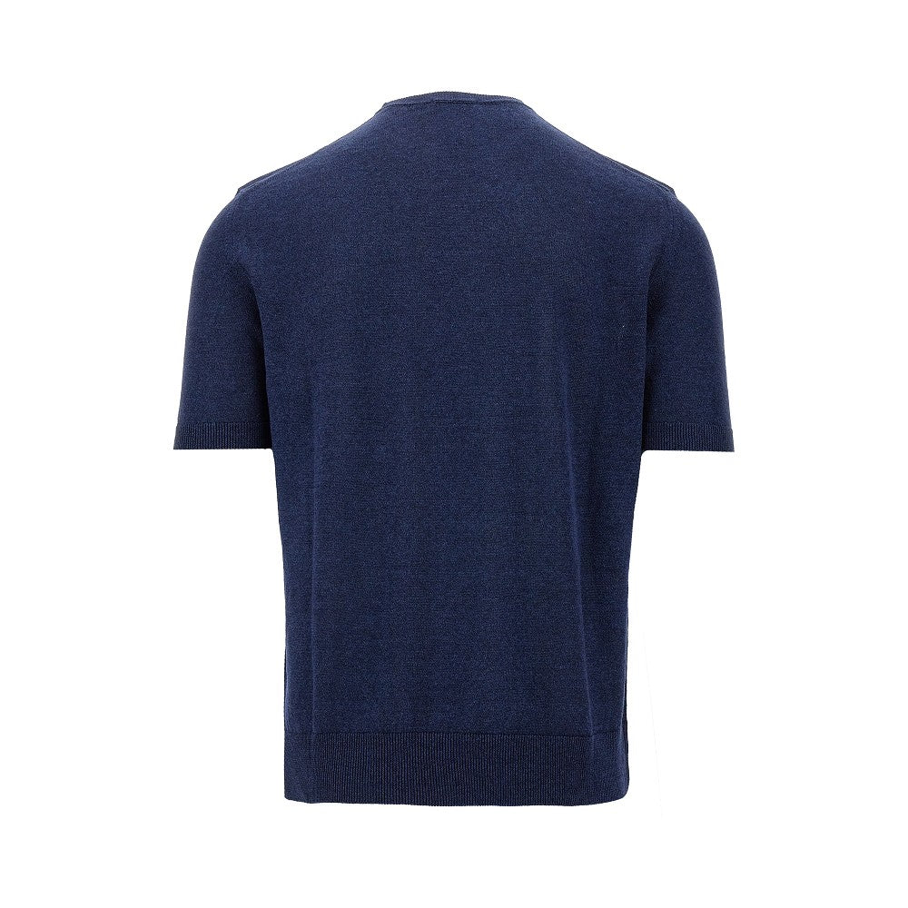 Linen-blend knitted T-shirt