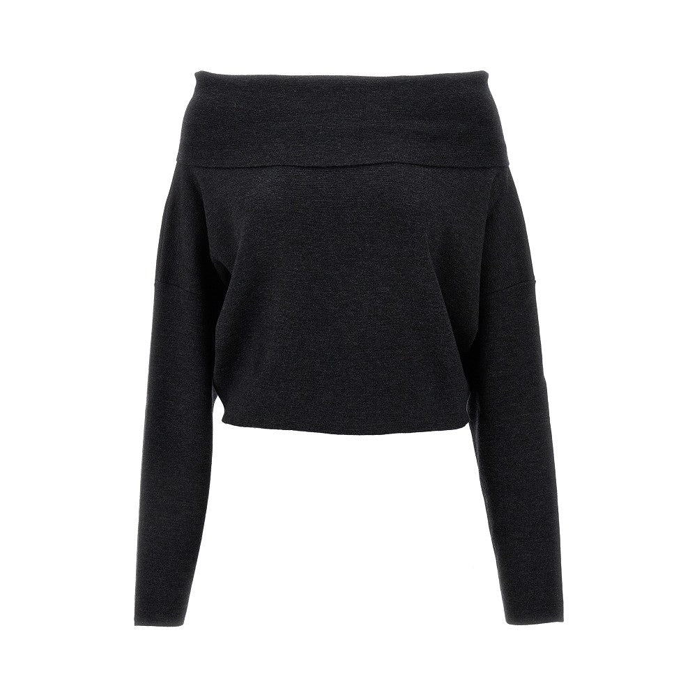 Wool and cashmere off-the-shoulder sweater