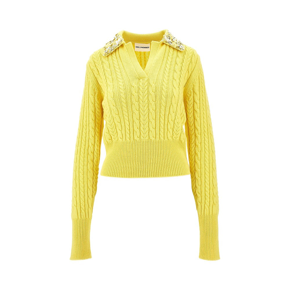 Polo in maglia con colletto decorato