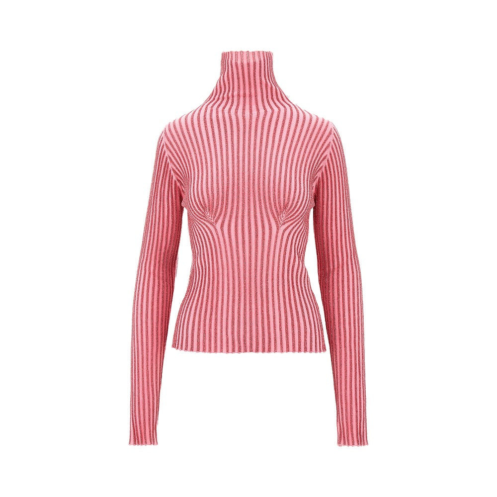 Lurex knit turtleneck top