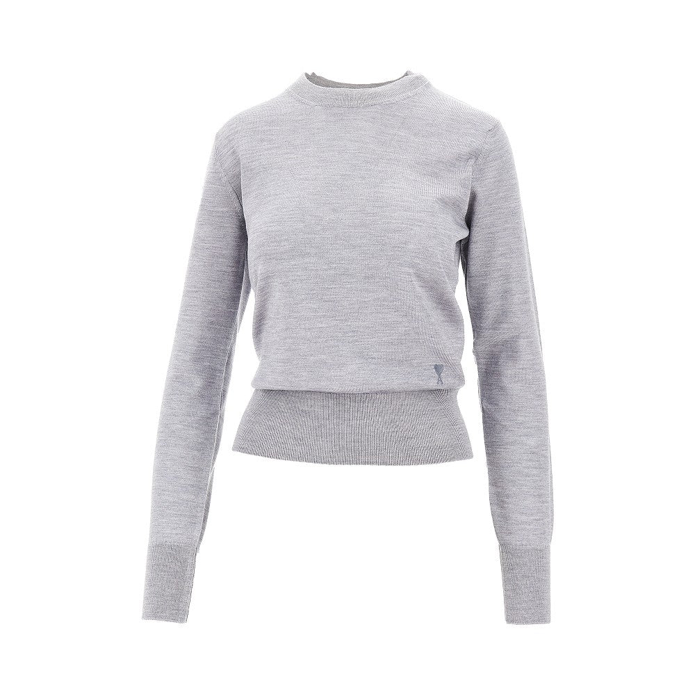 Pullover girocollo in lana e seta