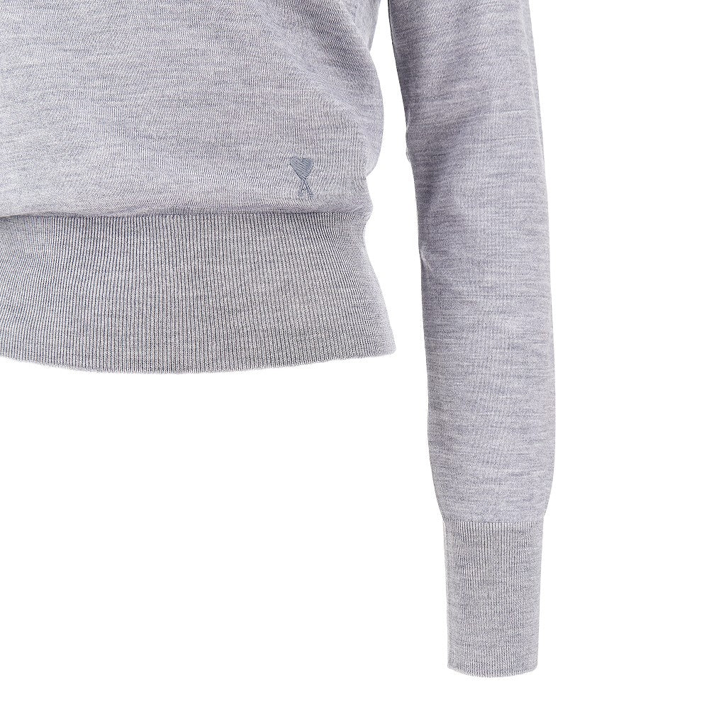 Pullover girocollo in lana e seta