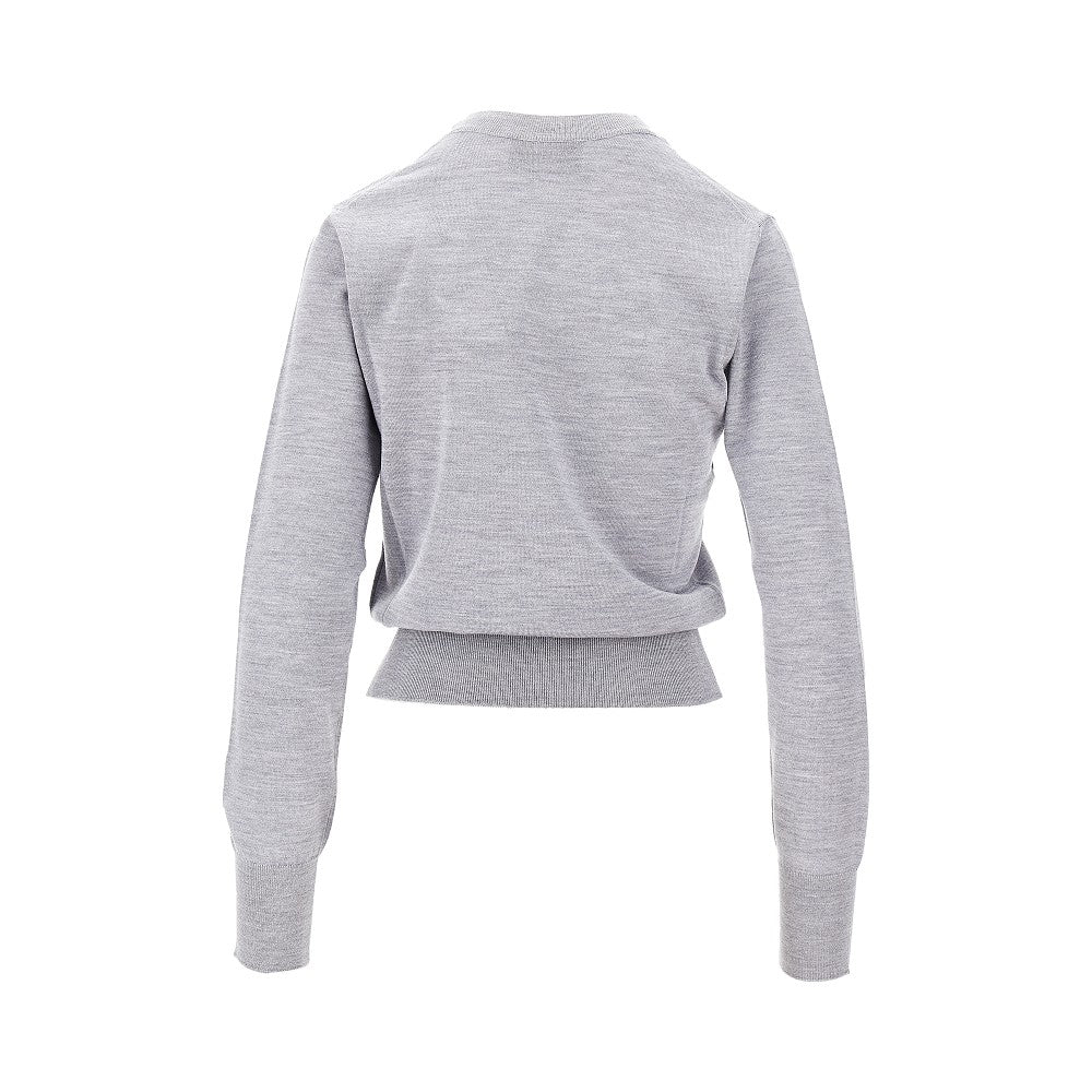 Pullover girocollo in lana e seta
