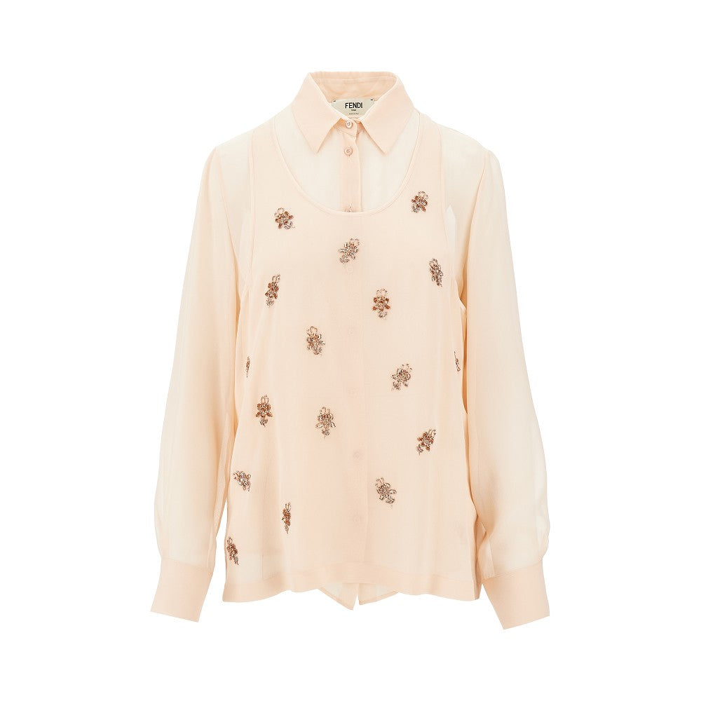 Top e camicia in georgette di seta