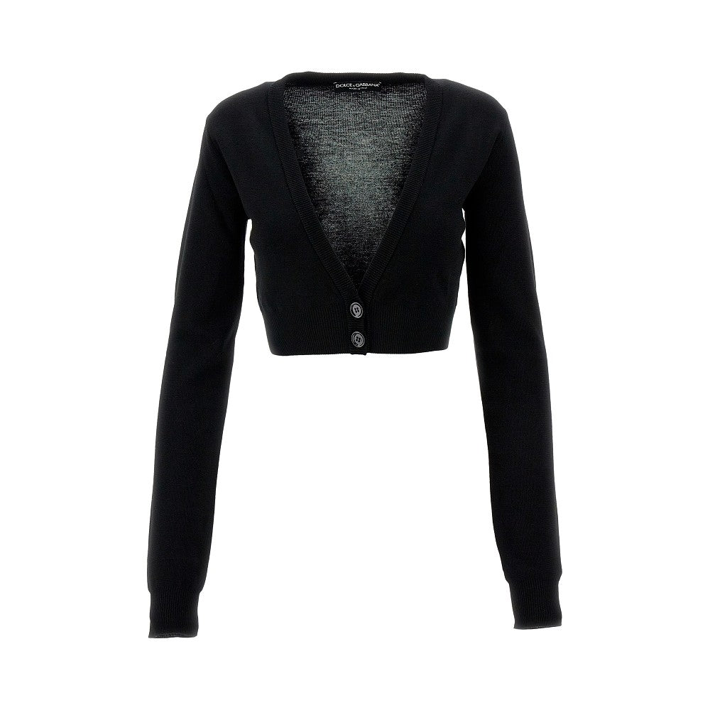 Virgin wool cropped cardigan