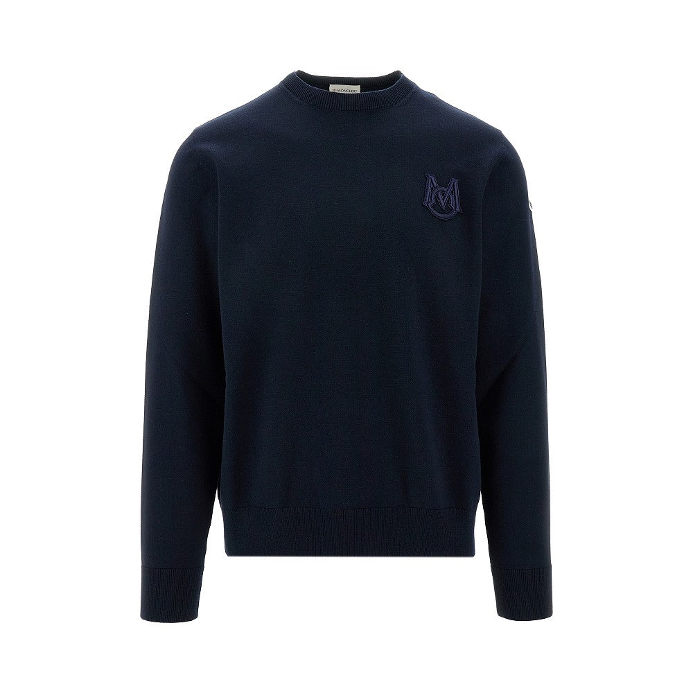 Monogram embroidery crewneck sweater
