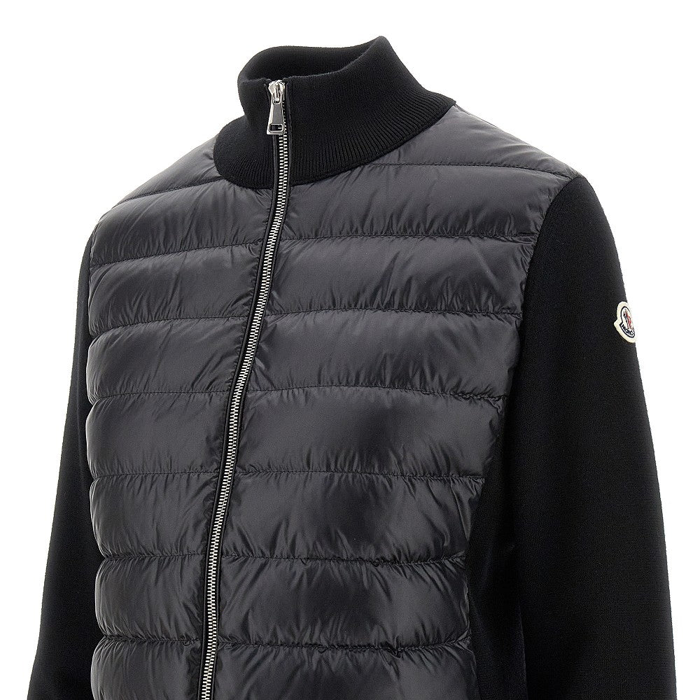 Cardigan full-zip in nylon e lana